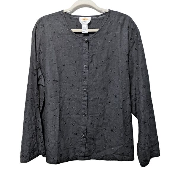TALBOTS 100% Linen Embroidered Button Up Shirt L - Picture 1 of 6